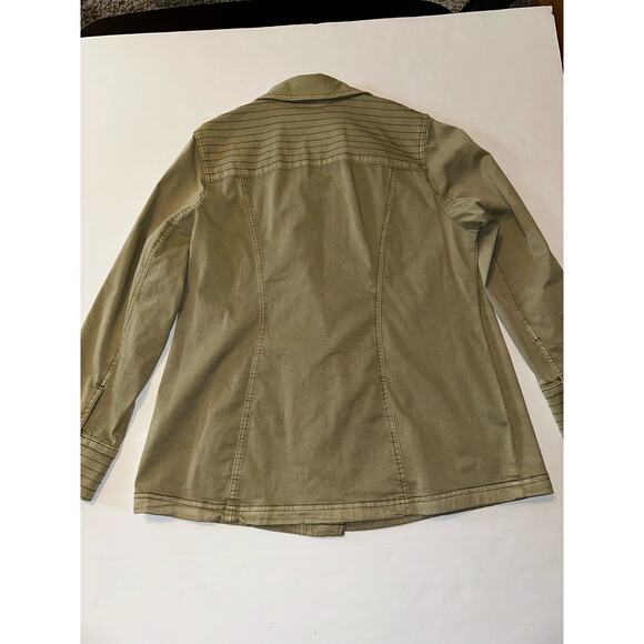 Chicos Womens Lightweight Moto Hip Length Full Zip Coat Jacket Green Sz 2 Lrg 12 - Picture 6 of 8